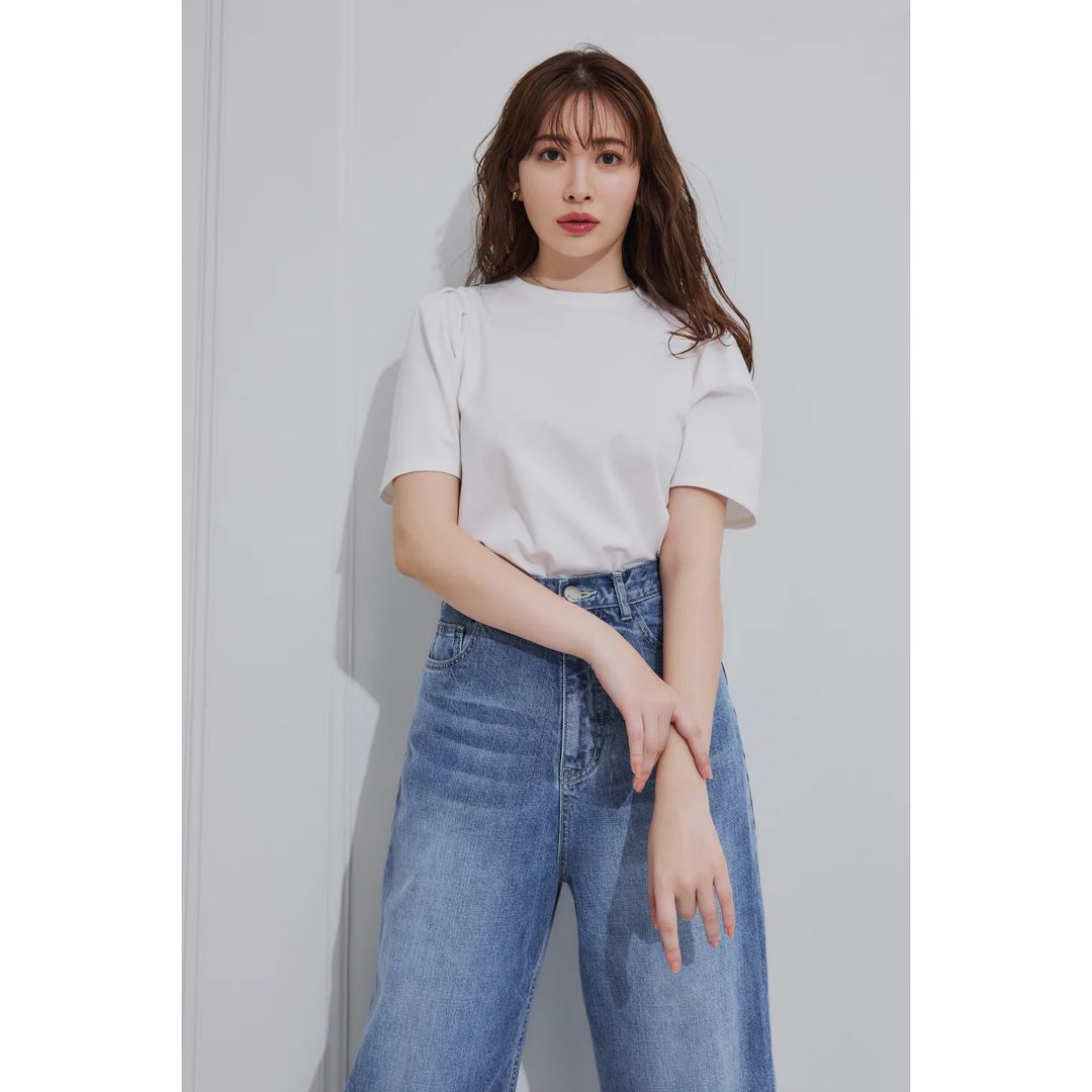 Her lip to(ハーリップトゥ)のherlipto＊Tuck-Sleeve Cotton Tee レディースのトップス(Tシャツ(半袖/袖なし))の商品写真