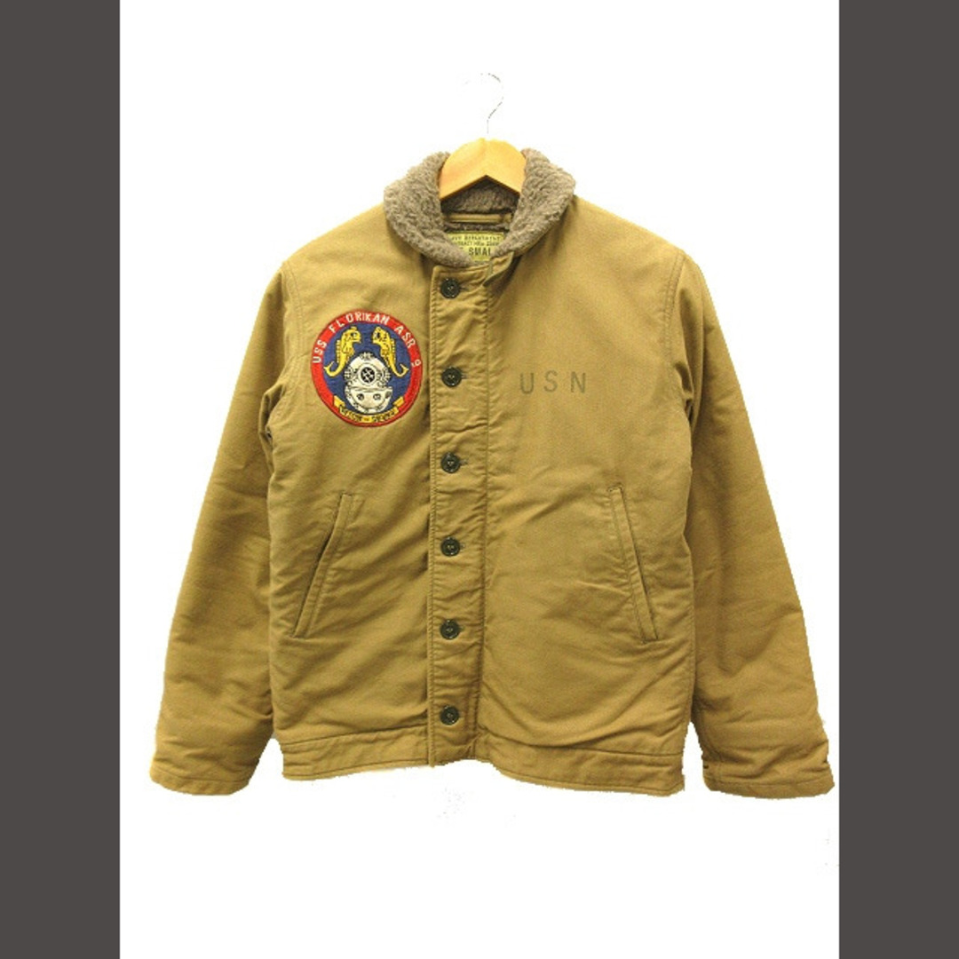バズリクソンズ N-1 デッキジャケット ステンシル ワッペン カーキ S メンズのジャケット/アウター(ブルゾン)の商品写真