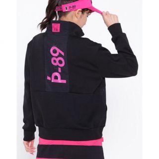 パーリーゲイツ(PEARLY GATES)の（超美品）パーリーゲイツ、pink&black、バックプリントタイプ、サイズ0(ウエア)