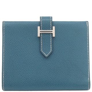 Hermes - エルメス HERMES 二つ折り財布 ベアンコンパクト ヴォーエプソン ブルータラサ シルバー金具 青  □G刻印 【箱】【中古】