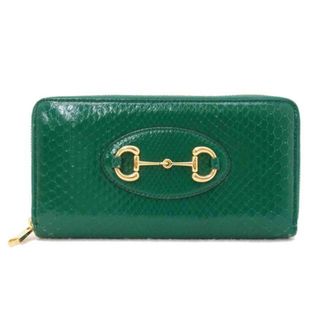 グッチ(Gucci)の<br>GUCCI/パイソンホースビットラウンドファスナー長財布/グリーン/621889/041*/ABランク/69【中古】(財布)