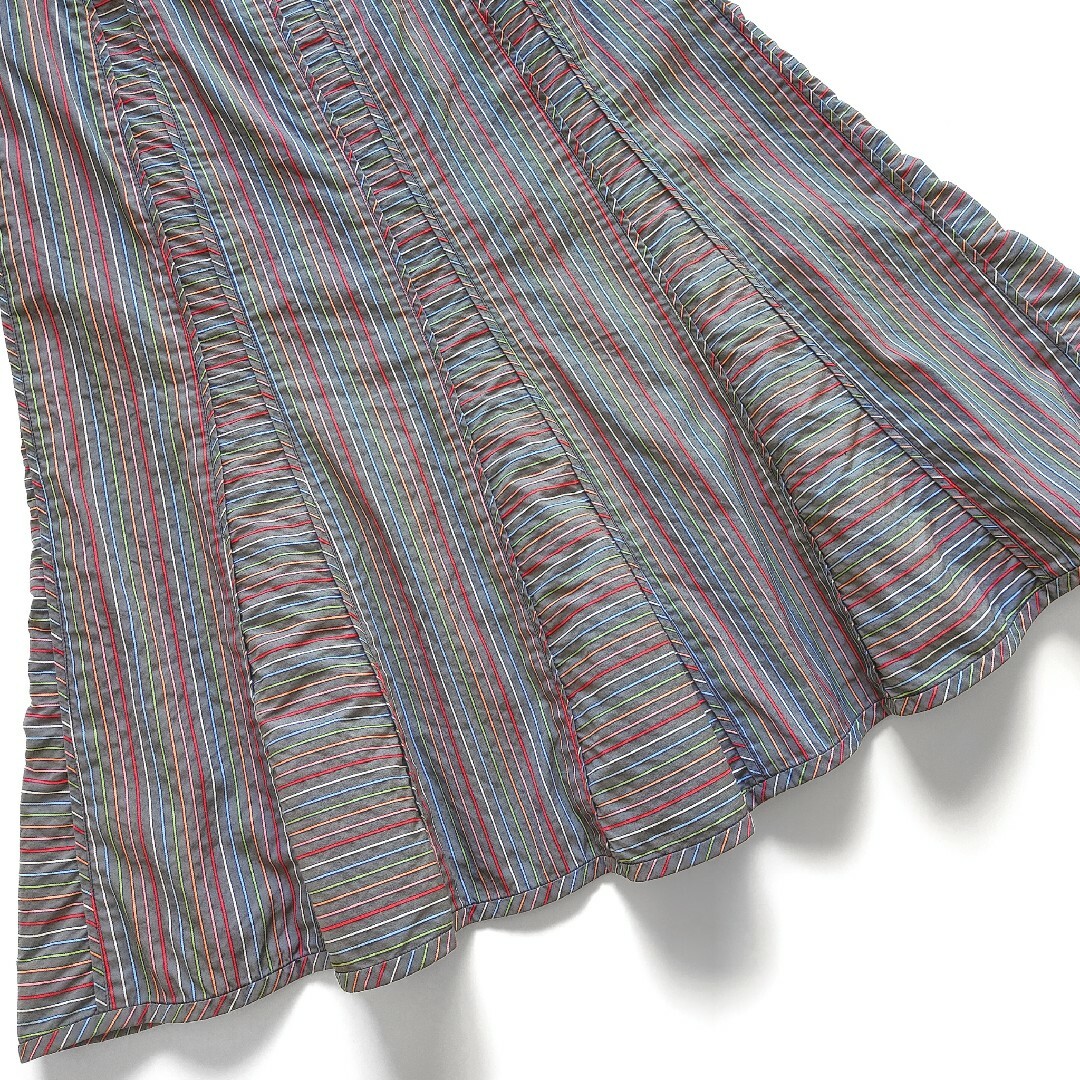 SONIA RYKIEL(ソニアリキエル)の美品 ソニアリキエル オンワード樫山 フレアスカート ティアード 総柄 グレー レディースのスカート(ひざ丈スカート)の商品写真