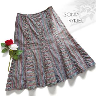 SONIA RYKIEL - 美品 ソニアリキエル オンワード樫山 フレアスカート ティアード 総柄 グレー