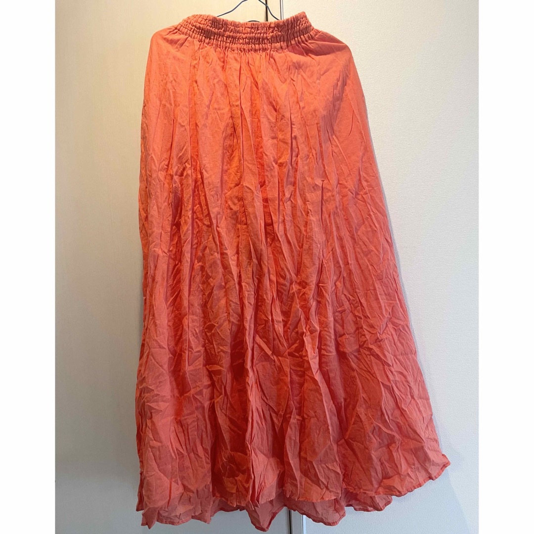 FREAK'S STORE(フリークスストア)のフリークスストア　インドボイルボリュームスカート　オレンジ レディースのスカート(ロングスカート)の商品写真