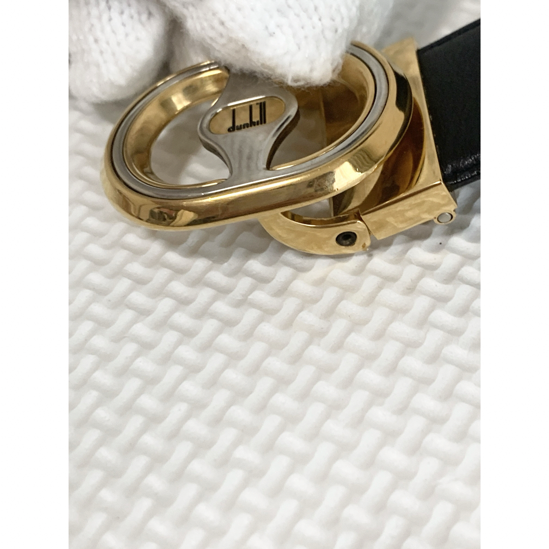 dunhill ダンヒル ベルト ロゴバックル ロゴ金具 レザー ゴールド メンズのファッション小物(ベルト)の商品写真