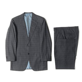 ブリオーニ(Brioni)のBrioni ブリオーニ サイズ:48 ウインドウペンチェック スーパー150s ウール 2B テーラード ジャケット / ツータック ストレート スラックス パンツ / セットアップ スーツ グレー イタリア製【メンズ】【中古】(セットアップ)