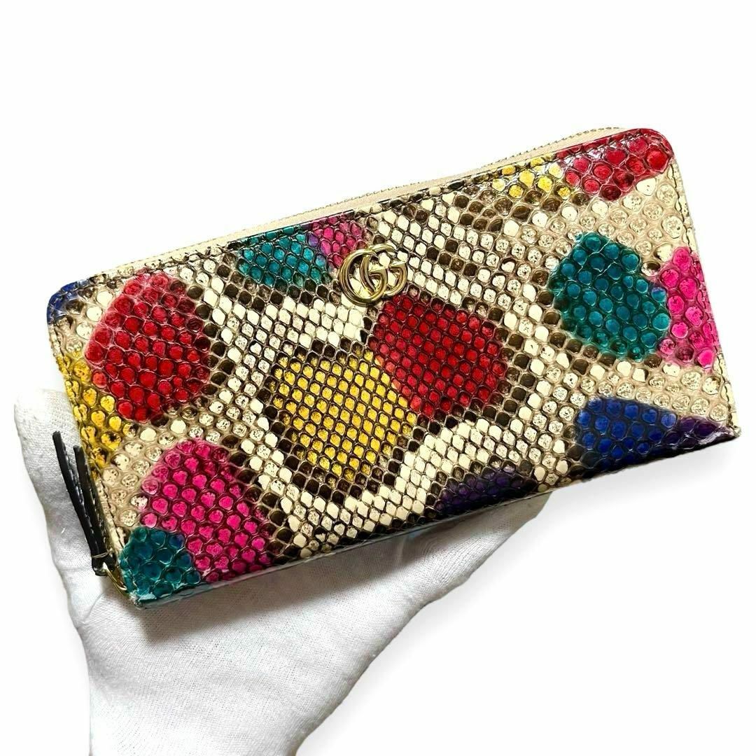 Gucci(グッチ)の✨美品✨　グッチ　長財布　マーモント　パイソン　マルチカラー　ap9 レディースのファッション小物(財布)の商品写真