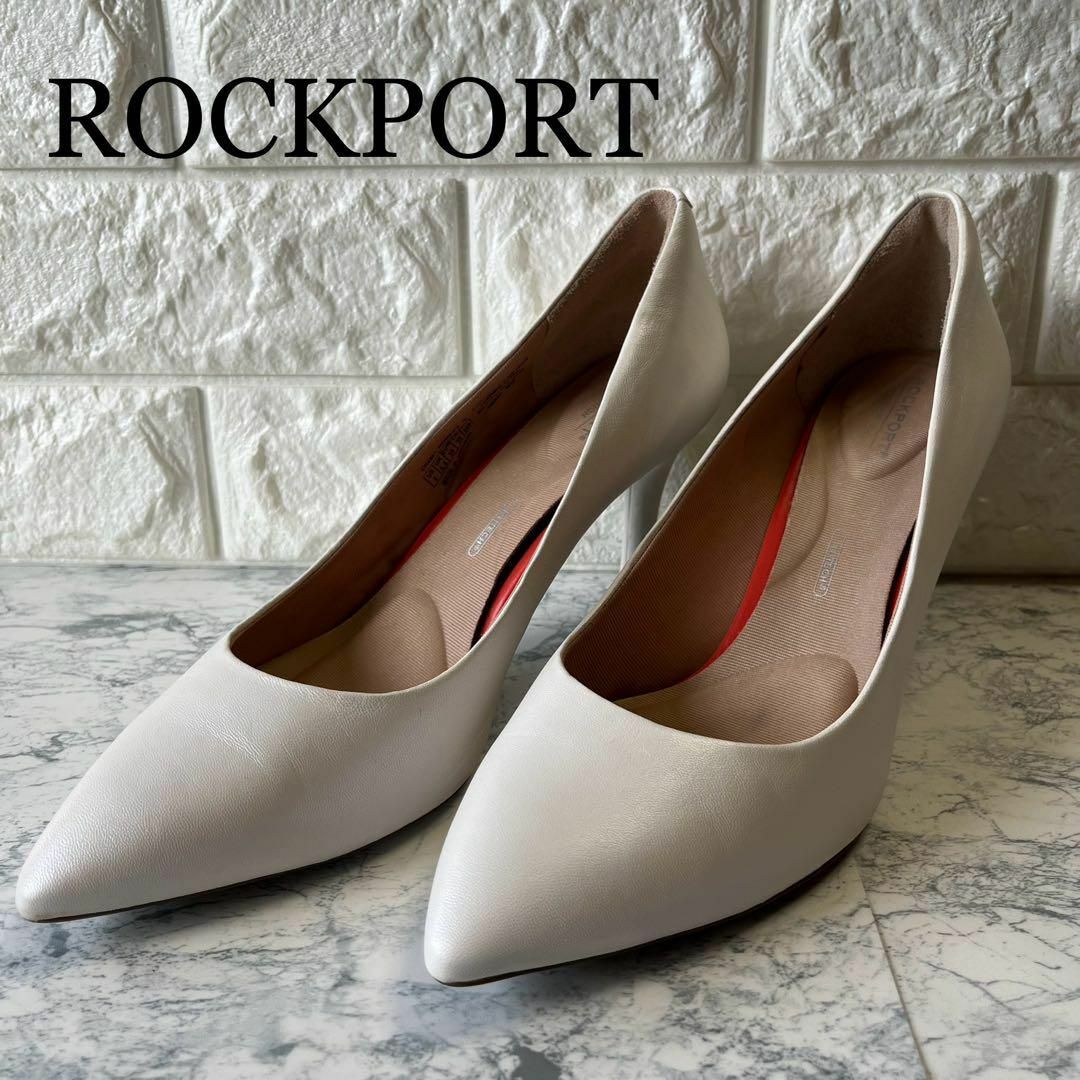 ROCKPORT(ロックポート)の美品 ROCKPORT パンプス アーモンドトゥ レザー ホワイト 25 レディースの靴/シューズ(ハイヒール/パンプス)の商品写真