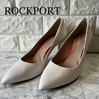 美品 ROCKPORT パンプス アーモンドトゥ レザー ホワイト 25