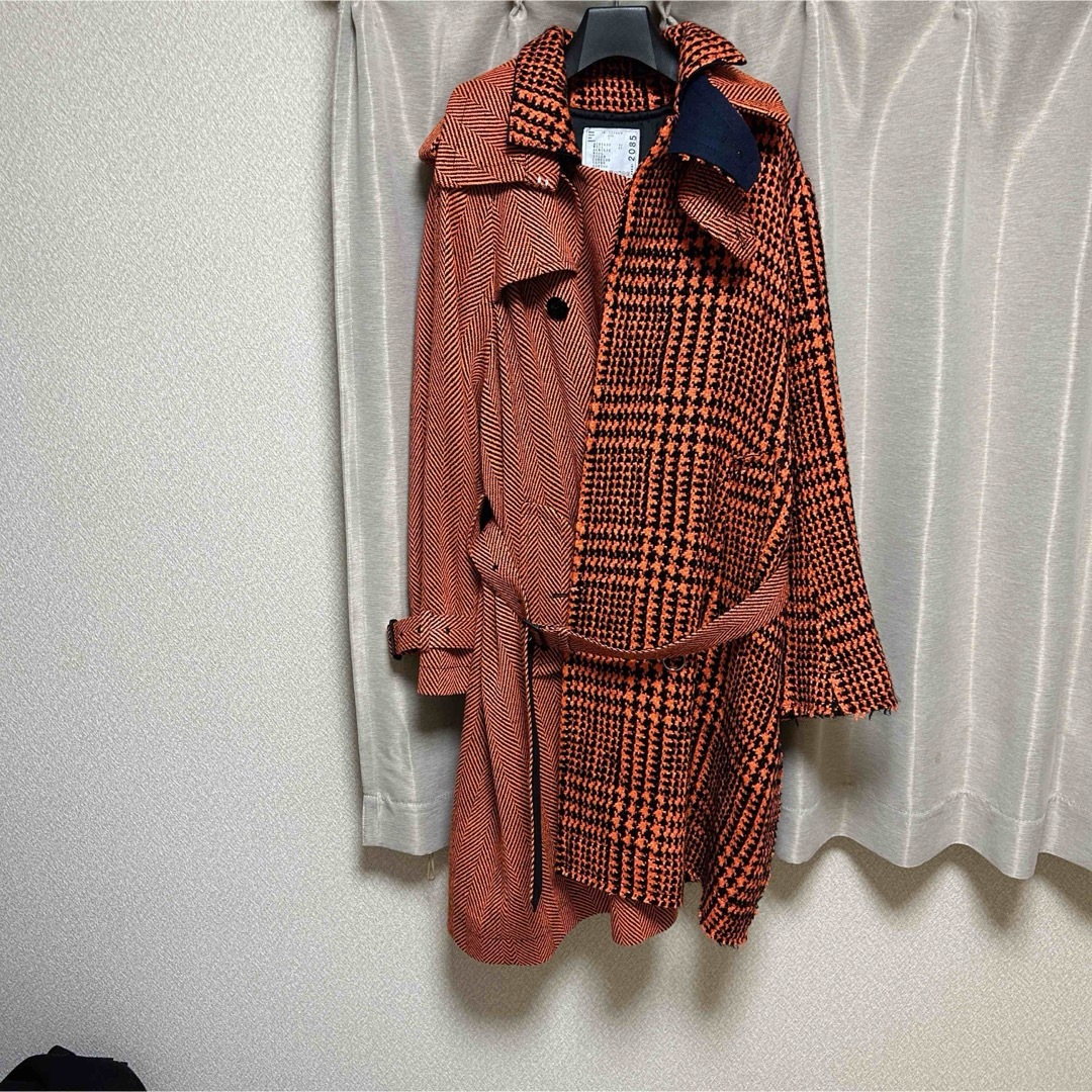 sacai(サカイ)のsacai サカイ ハイブリッドドッキングツイードコート 19AW メンズのジャケット/アウター(チェスターコート)の商品写真