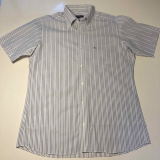 バーバリー(BURBERRY)の希少バーバリーマルチストライプ胸ポケットロゴ刺繍半袖ボタンダウンシャツ(シャツ)