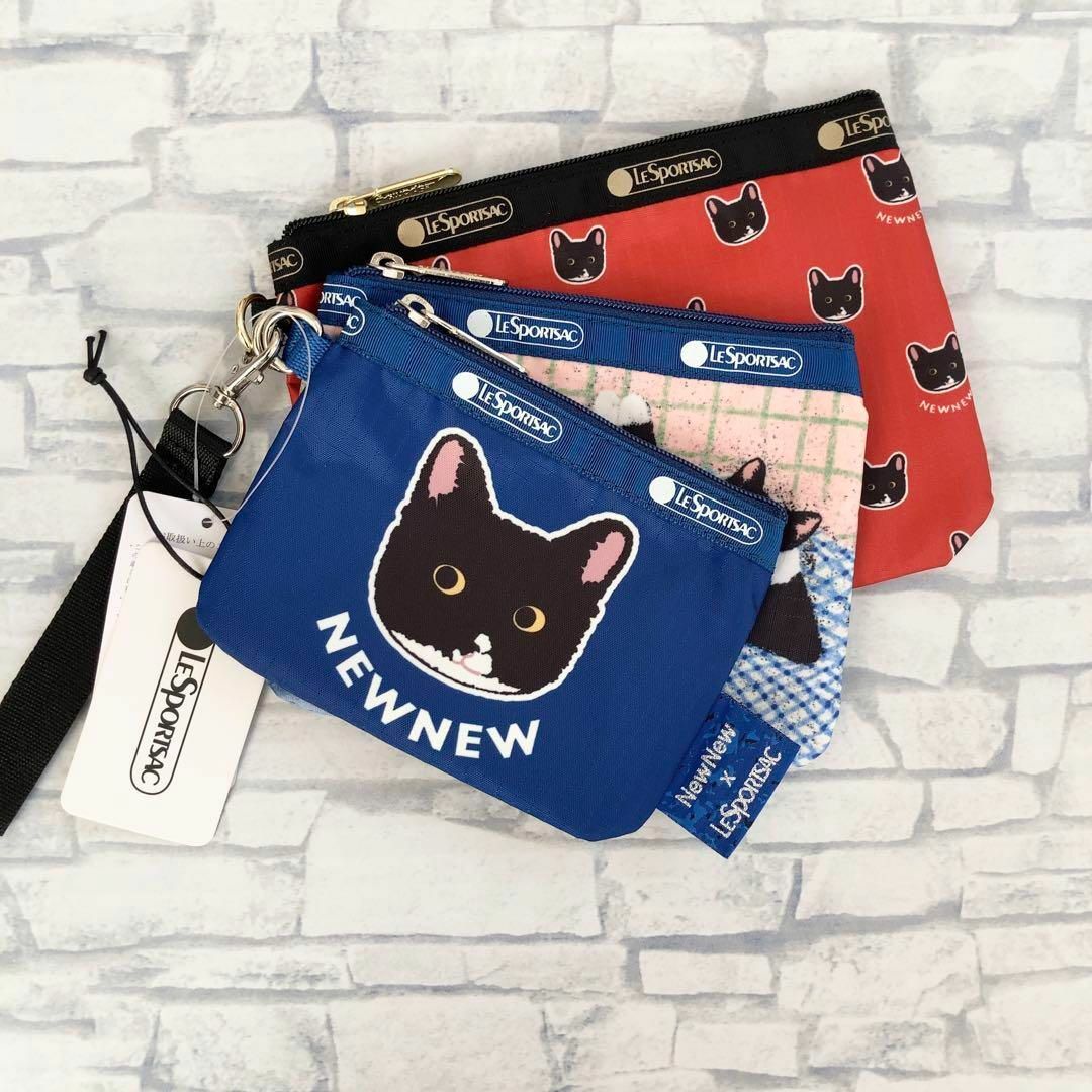 LeSportsac(レスポートサック)のレスポートサック 3連ポーチ newnew  猫柄 コスメポーチ コインケース レディースのファッション小物(ポーチ)の商品写真