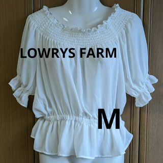 LOWRYS FARM 　ホワイト　オフショルダー　 M(シャツ/ブラウス(半袖/袖なし))
