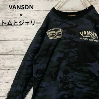VANSON - VANSON × トムとジェリー ロンT 刺繍 スリーブプリント ポケT