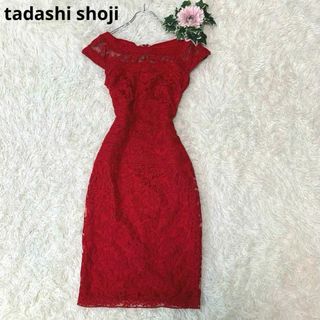 タダシショウジ(TADASHI SHOJI)のB103.タダシショージ：S-M相当 ロングドレス ワンピース 総レース 刺繍(ひざ丈ワンピース)