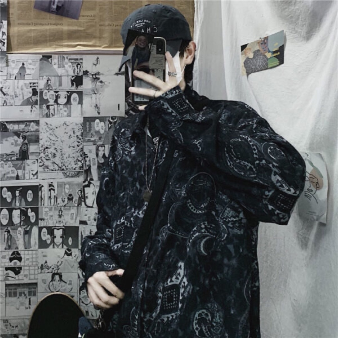 3999円○XL ペイズリー レトロ シャツ ブラウン メンズのトップス(Tシャツ/カットソー(七分/長袖))の商品写真