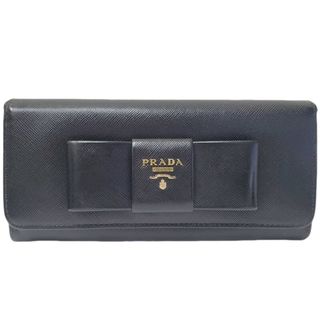 プラダ(PRADA)のPRADA プラダ サフィアーノ レザー 長財布 1M1132 ブラック 中古 良品 レディース ブランド 32404K346(財布)