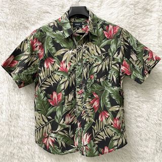 HUF - HUF アロハシャツ 花柄 黒 緑 ブラック グリーン コットン フラワー