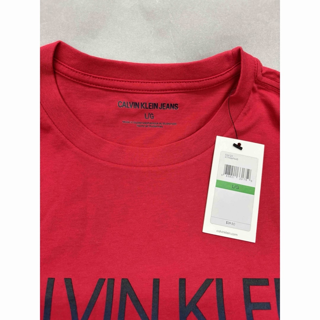 Calvin Klein(カルバンクライン)の【新品未使用】カルバンクラインジーンズ メンズ半袖コットン丸首TシャツLレッド メンズのトップス(Tシャツ/カットソー(半袖/袖なし))の商品写真