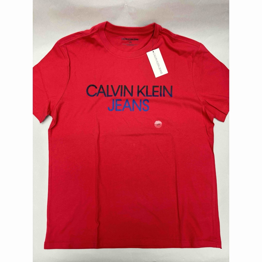 Calvin Klein(カルバンクライン)の【新品未使用】カルバンクラインジーンズ メンズ半袖コットン丸首TシャツLレッド メンズのトップス(Tシャツ/カットソー(半袖/袖なし))の商品写真