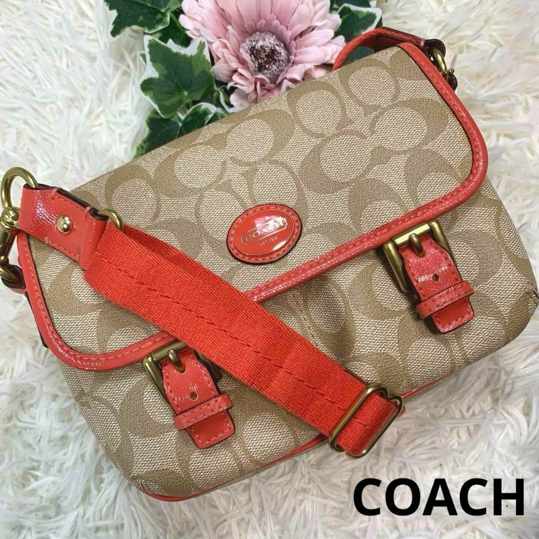 COACH(コーチ)の724美品◆コーチ：シグネチャー PVC レザー ロゴプレート ショルダーバッグ レディースのバッグ(ショルダーバッグ)の商品写真