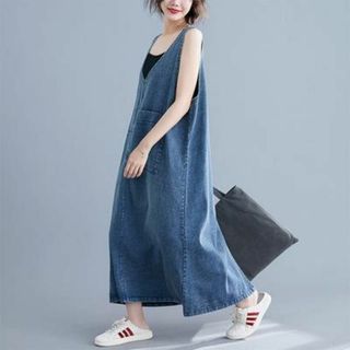 シマムラ(しまむら)の⭐️新品未使用⭐️　サロペット デニム オーバーオール　レディース　韓国　夏服(その他)