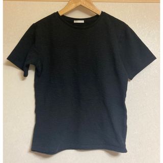 ジーユー(GU)のGUジャガードクルーネックT 【ジーユー】 Mサイズ レディース 半袖 ブラック(Tシャツ(半袖/袖なし))