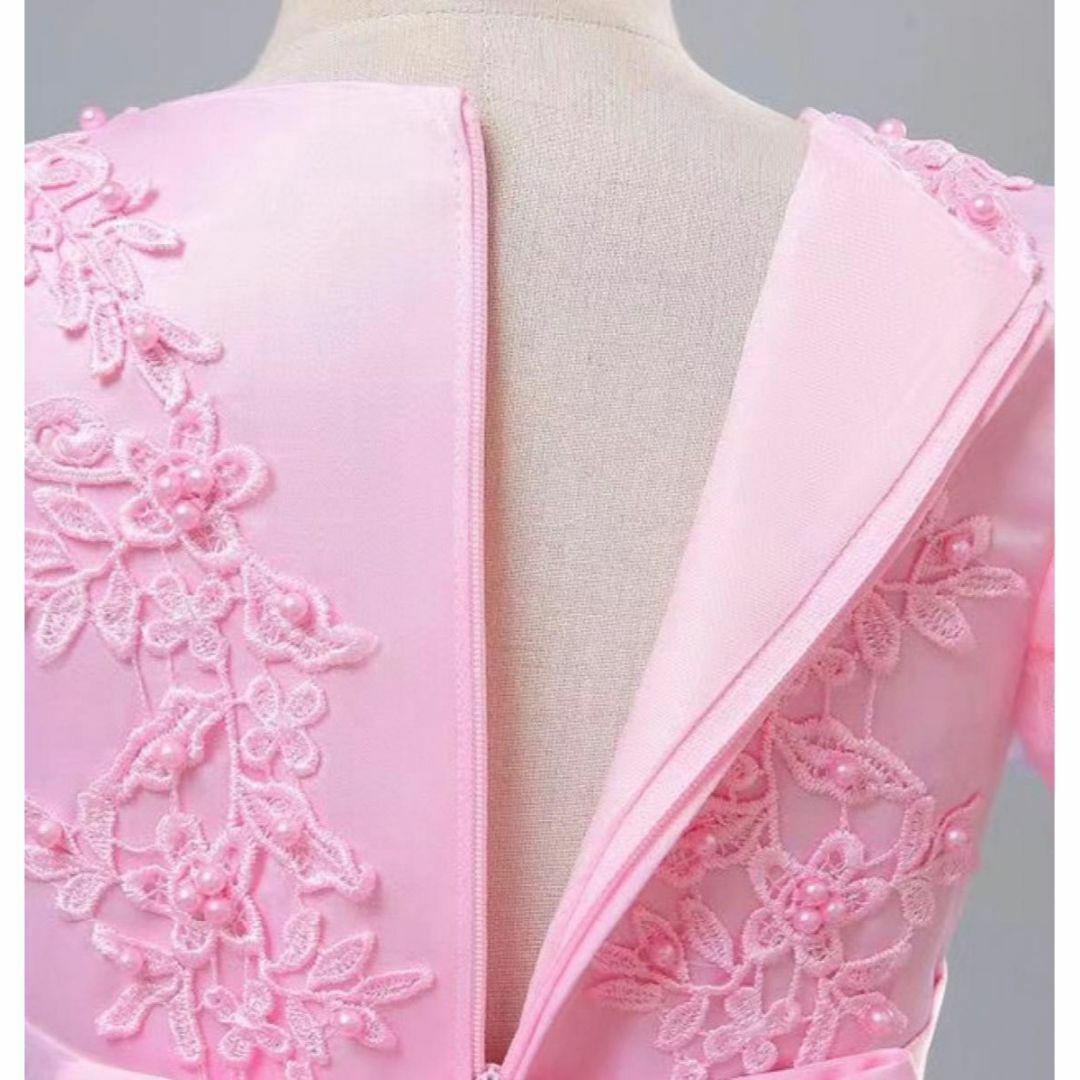 130㎝ ピンク 刺繍 カラフル レインボー ロング ドレス パール付き ドレス キッズ/ベビー/マタニティのキッズ服女の子用(90cm~)(ドレス/フォーマル)の商品写真