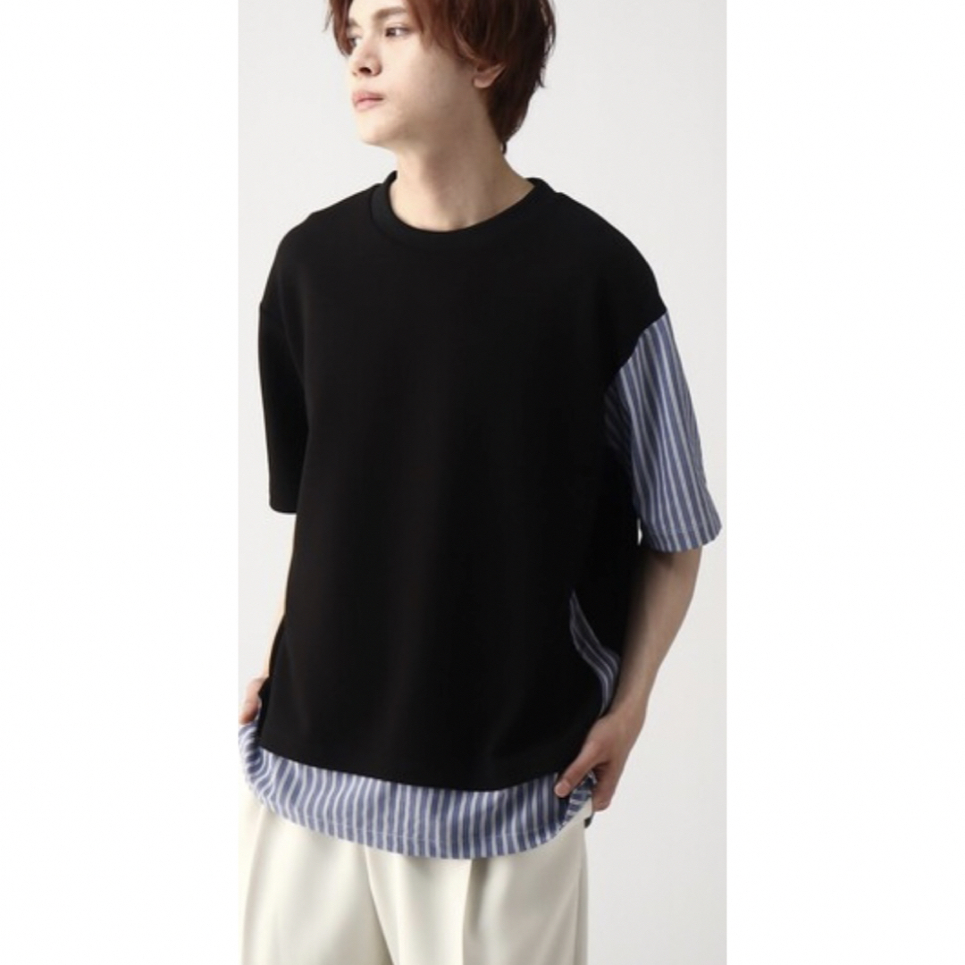 TAKEO KIKUCHI(タケオキクチ)の美品❗️ストライプレイヤードカットソー メンズのトップス(Tシャツ/カットソー(半袖/袖なし))の商品写真