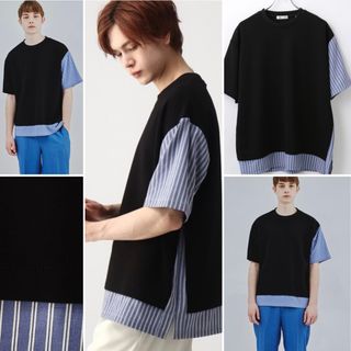 タケオキクチ(TAKEO KIKUCHI)の美品❗️ストライプレイヤードカットソー(Tシャツ/カットソー(半袖/袖なし))