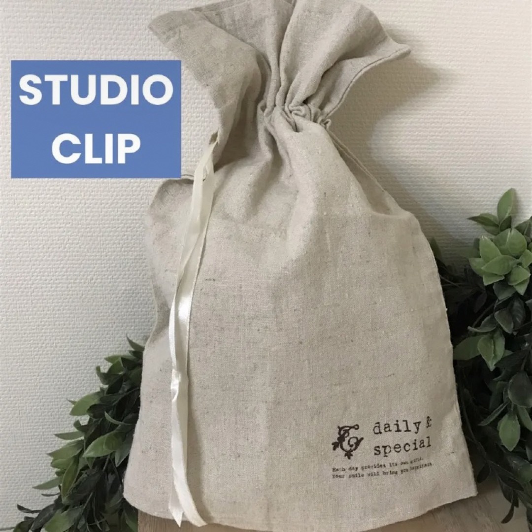 STUDIO CLIP(スタディオクリップ)のstudio clip リネン 麻 巾着 リボン ナチュラル 北欧 ポーチバッグ レディースのファッション小物(ポーチ)の商品写真