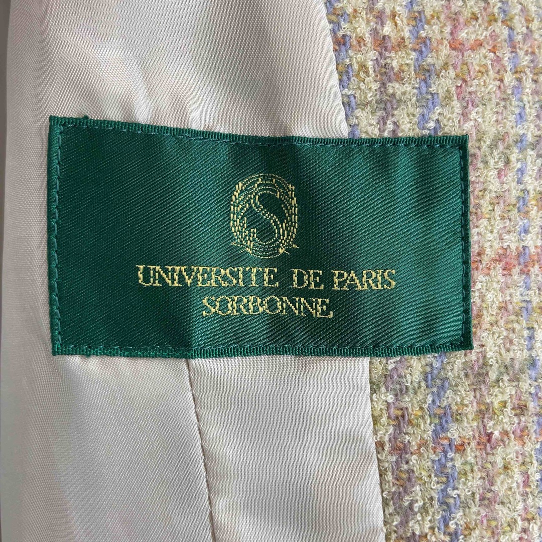 UNIVERSITE DE PARIS SORBONNE  レディース テーラードジャケット マルチカラー チェック ウール混 レディースのジャケット/アウター(テーラードジャケット)の商品写真