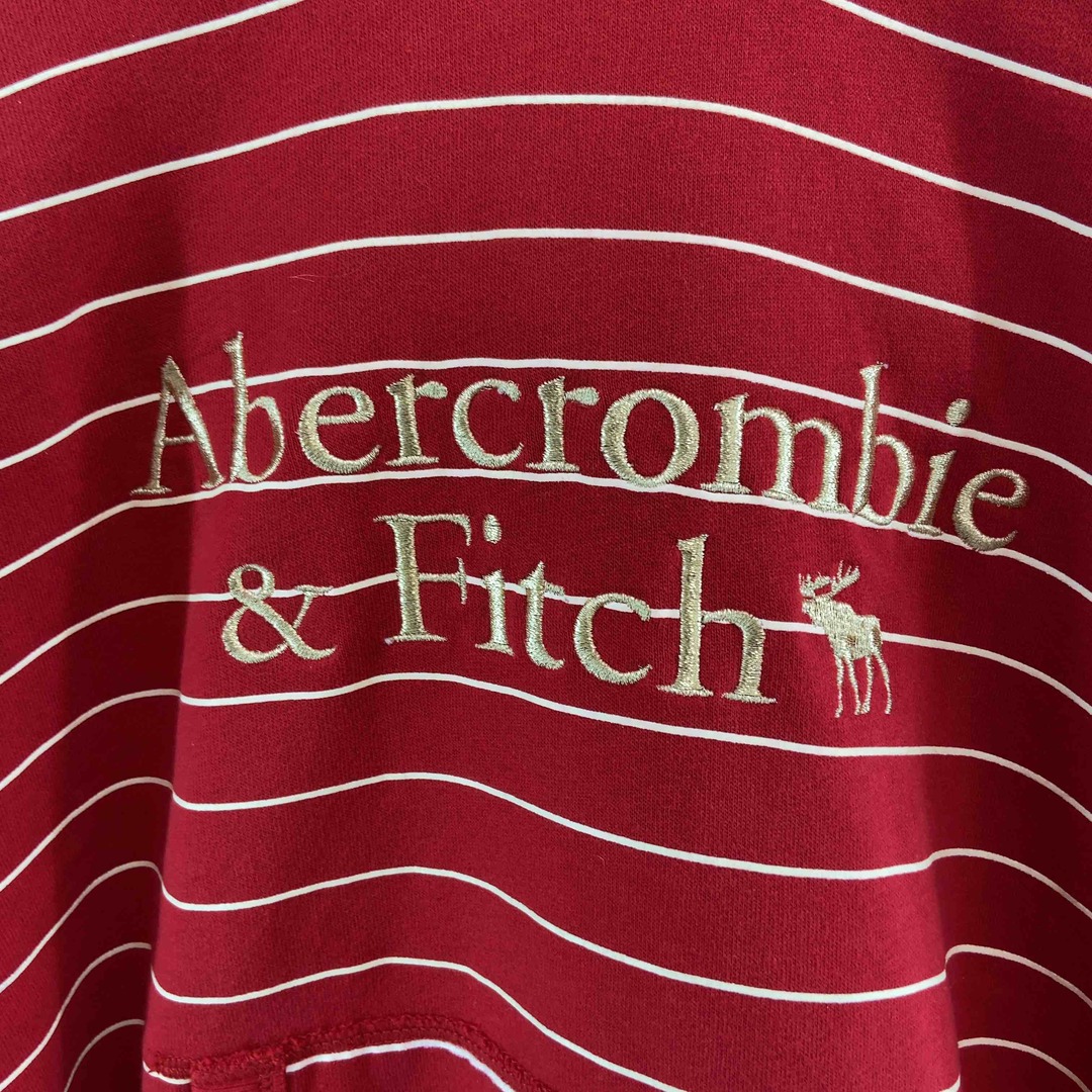 Abercrombie&Fitch(アバクロンビーアンドフィッチ)のAbercrombie&Fitch アバクロンビーアンドフィッチ メンズ パーカー　レッド　ボーダー メンズのトップス(パーカー)の商品写真