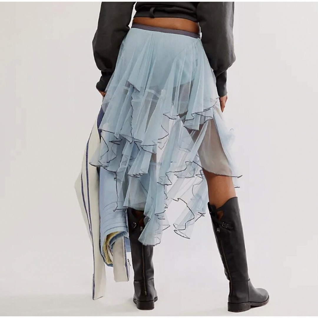 【フォロー割・新品送込❗️】チュールスカート ティアード 透け感 ロングスカート レディースのスカート(ロングスカート)の商品写真