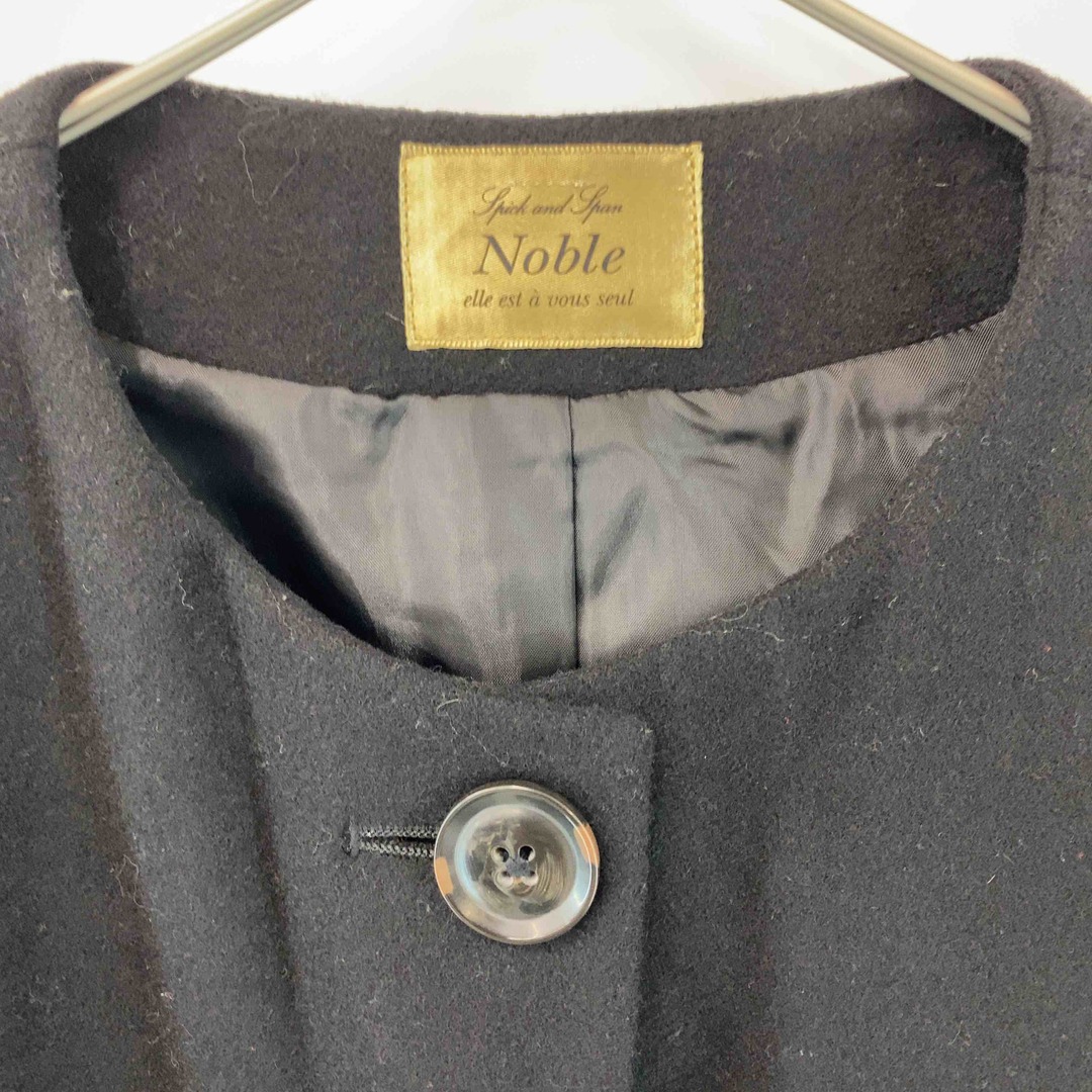 Spick and Span Noble(スピックアンドスパンノーブル)のSpick&span noble スピックアンドスパンノーブル レディース ノーカラー  ロングコート 黒 ウール レディースのジャケット/アウター(ロングコート)の商品写真