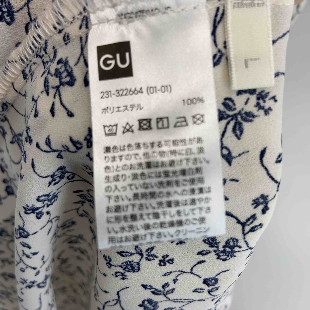 GU(ジーユー)のGU ジーユー レディース 長袖ワンピース 白 花柄 ポリエステル レディースのワンピース(ロングワンピース/マキシワンピース)の商品写真