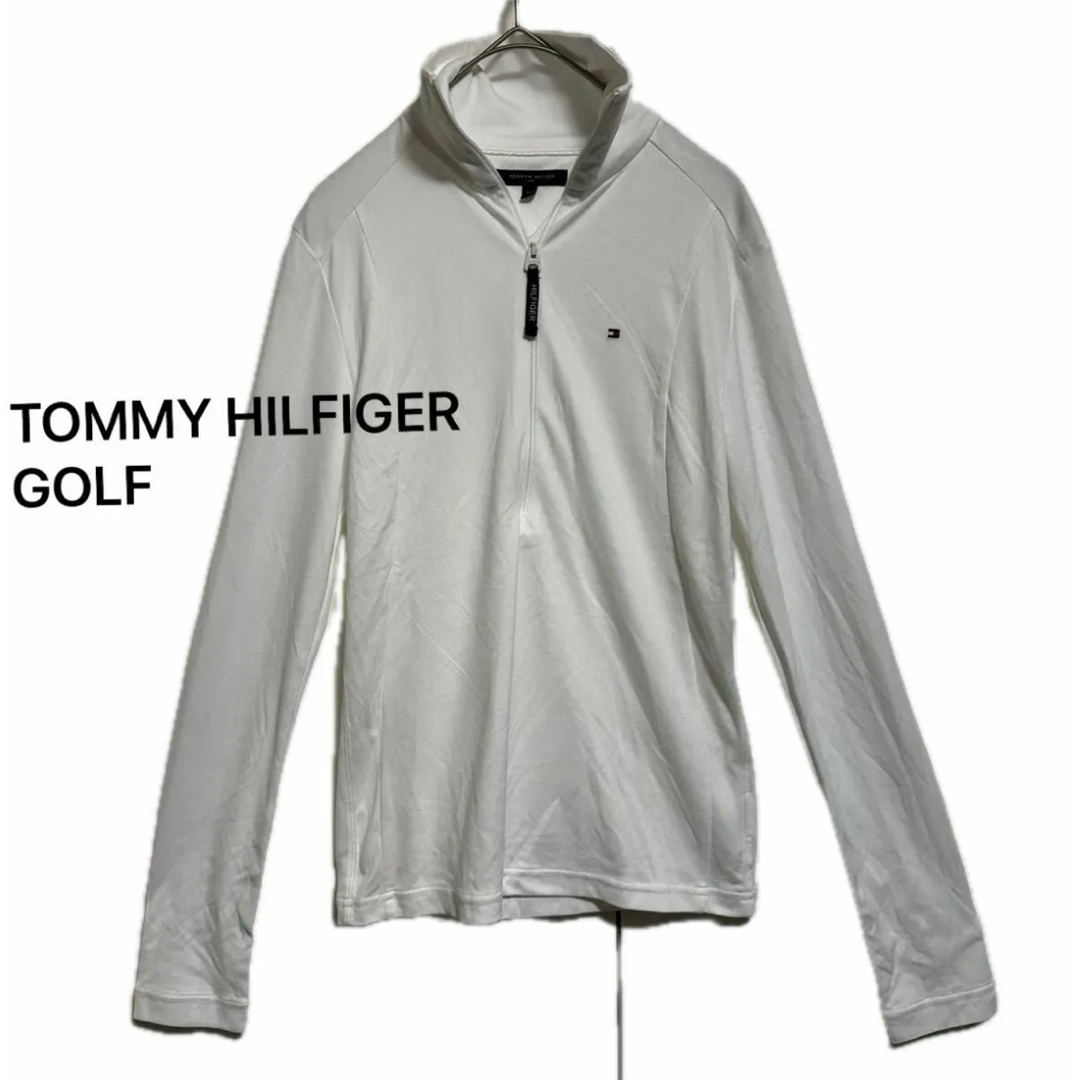 TOMMY HILFIGER(トミーヒルフィガー)のトミー ヒルフィガー ゴルフ　ハーフジップ　白　長袖　ゴルフウェア　スポーツ スポーツ/アウトドアのゴルフ(ウエア)の商品写真