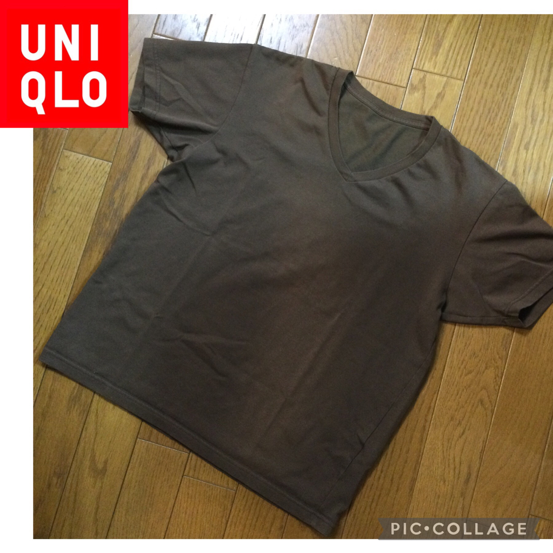 UNIQLO(ユニクロ)のユニクロ　メンズ　半袖Tシャツ　ブラウン　Sサイズ メンズのトップス(Tシャツ/カットソー(半袖/袖なし))の商品写真
