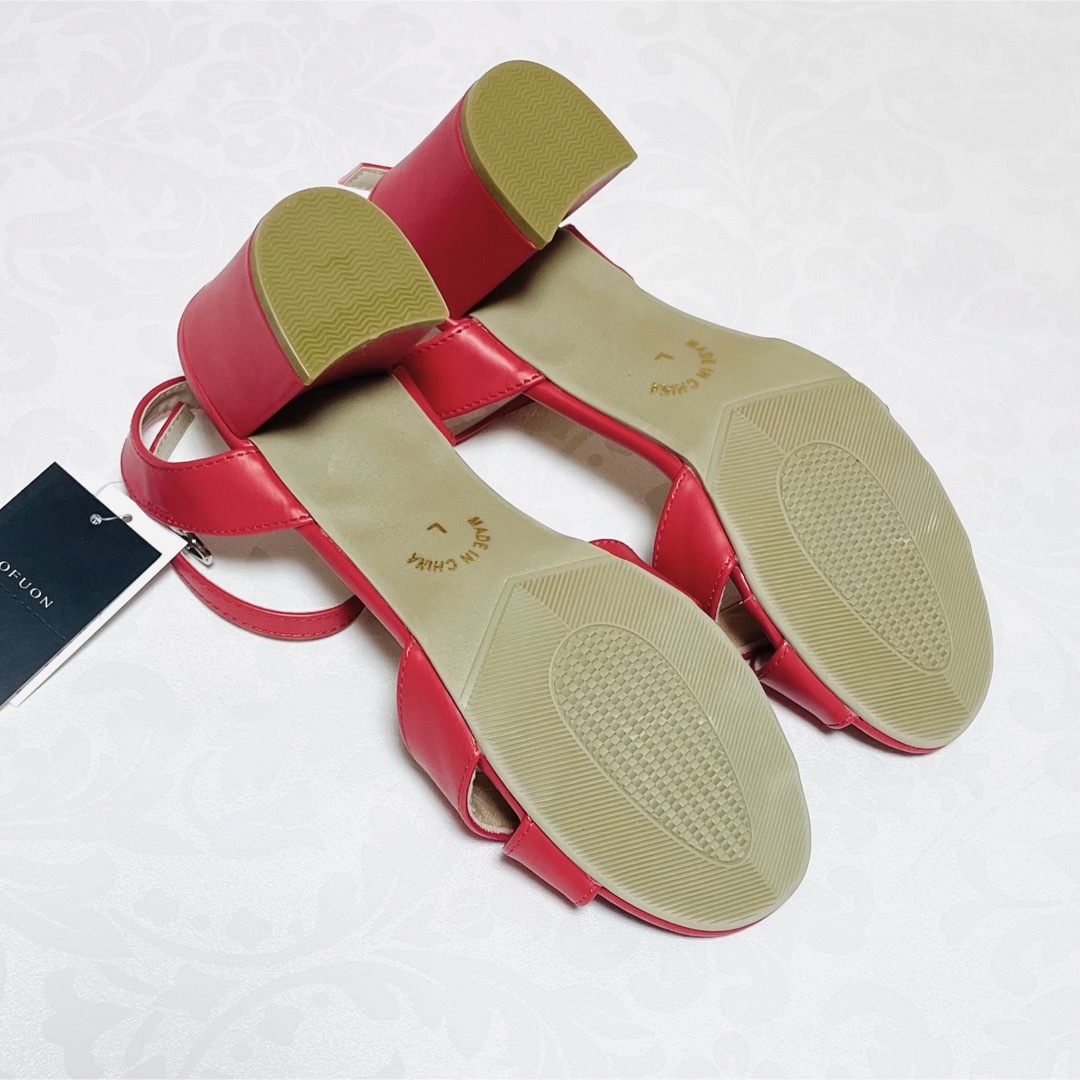 OFUON(オフオン)のOFUON オフオン サンダル レッド L size 24.5cm 新品 レディースの靴/シューズ(サンダル)の商品写真