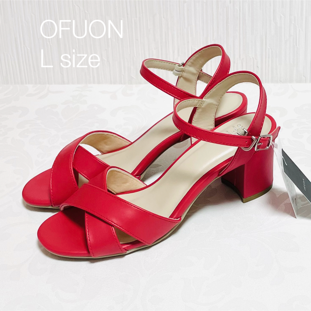 OFUON(オフオン)のOFUON オフオン サンダル レッド L size 24.5cm 新品 レディースの靴/シューズ(サンダル)の商品写真