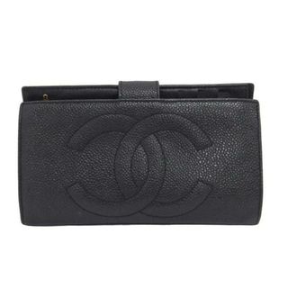 シャネル(CHANEL)の<br>CHANEL シャネル/ココマーク/キャビアスキン二つ折りガマ口財布/ブラック/410****/Bランク/04【中古】(財布)