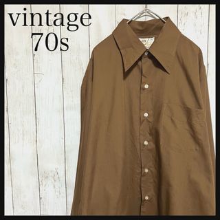 ヴィンテージ(VINTAGE)のジョンウェルズ 長袖ドレス シャツ70sヴィンテージ無地Z1176(シャツ)