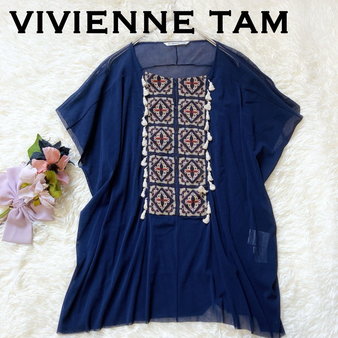 VIVIENNE TAM(ヴィヴィアンタム)の✳︎美品✨VIVIENNE TAMヴィヴィアンタム　エスニックシアーブラウス レディースのトップス(シャツ/ブラウス(半袖/袖なし))の商品写真