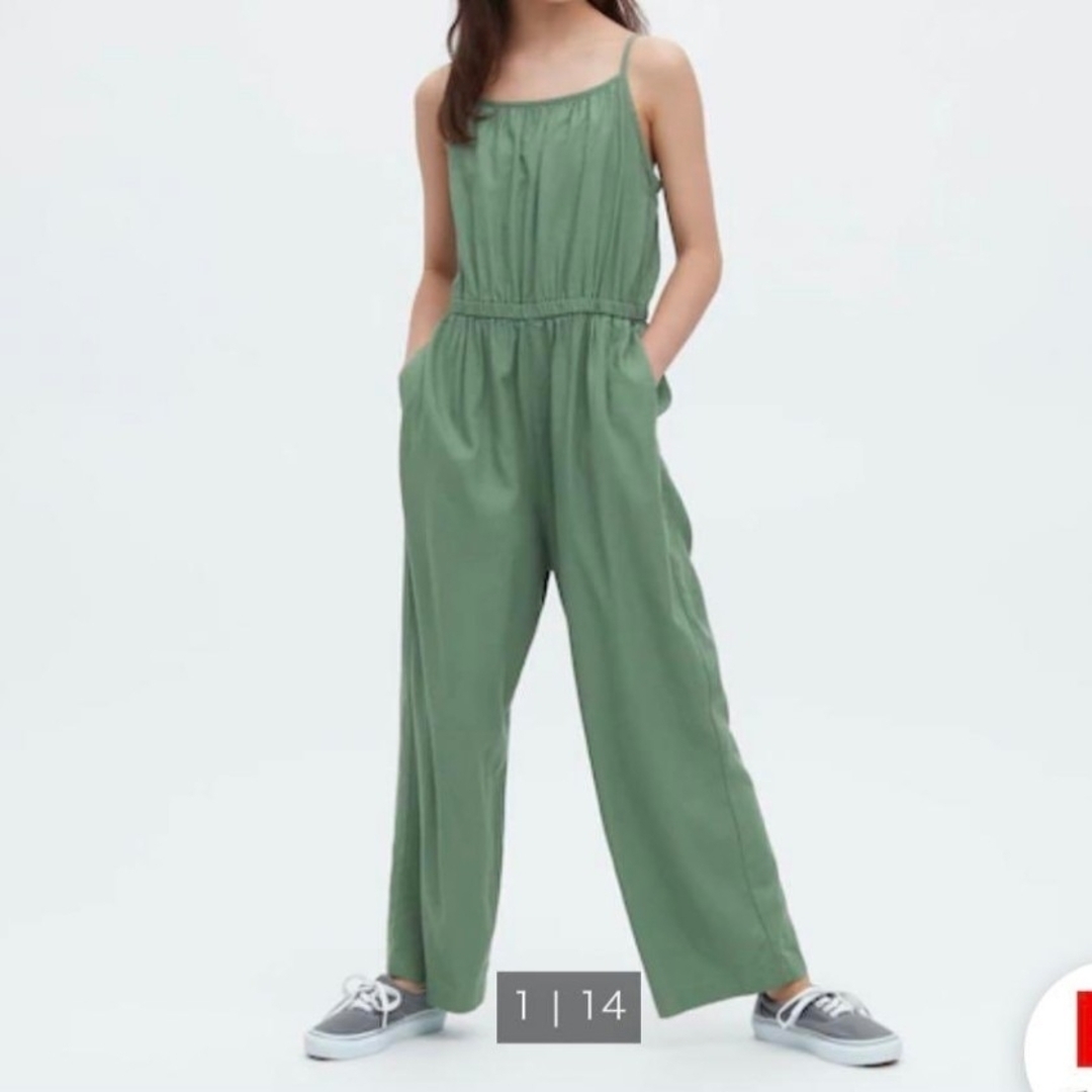 UNIQLO(ユニクロ)のユニクロ リネンブレンド サロペット 160cm レディースのパンツ(サロペット/オーバーオール)の商品写真