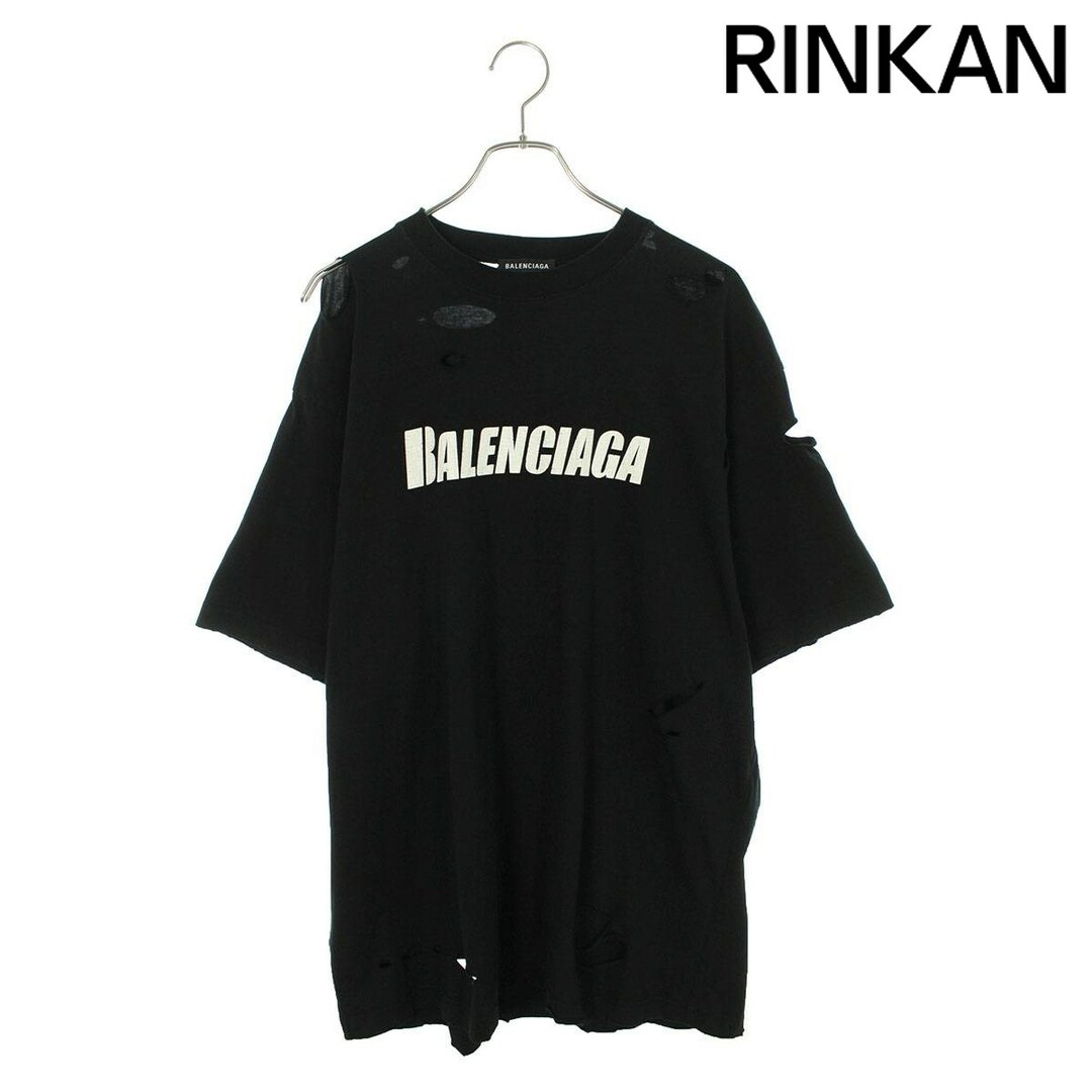 Balenciaga(バレンシアガ)のバレンシアガ  21SS  651795 TKVB8 デストロイ加工ロゴプリントTシャツ メンズ XXS メンズのトップス(Tシャツ/カットソー(半袖/袖なし))の商品写真