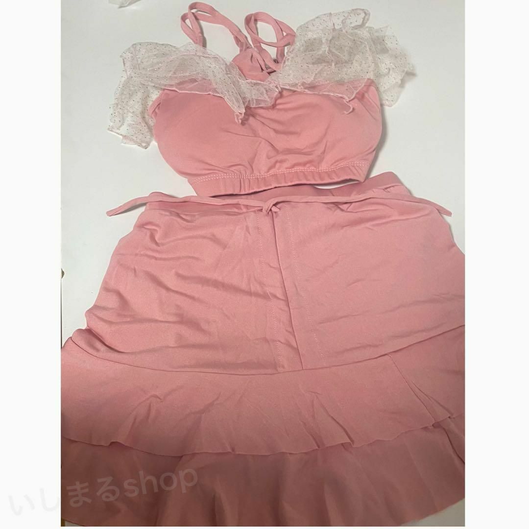 ビキニ 水着　フリル オフショル　バッグクロス　体型カバー　韓国　ピンク　192 レディースの水着/浴衣(水着)の商品写真