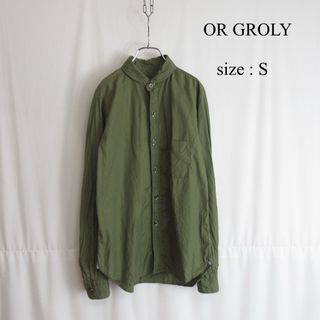 オアグローリー(or Glory)のOR GROLY ラウンドカラー コットン シャツ カーキ トップス S 綿(シャツ)