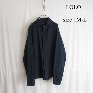 ロロ(LOLO)のLOLO コットン ポプリン ロングスリーブ シャツ トップス M-L ネイビー(シャツ)