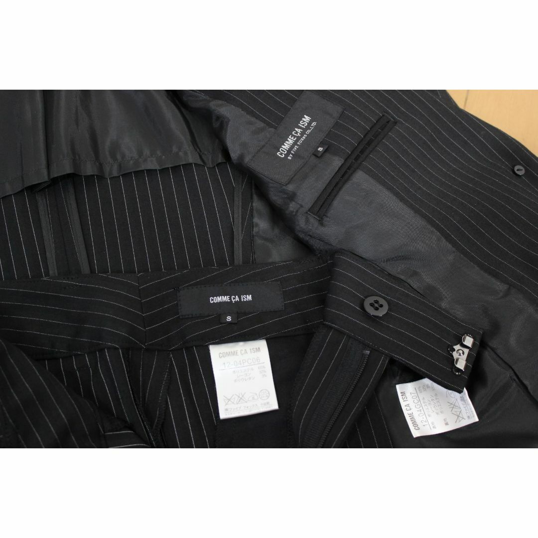 COMME CA ISM(コムサイズム)の02【美品】コムサイズム パンツスーツ S ブラック 黒 ストライプ 7号相当  レディースのフォーマル/ドレス(スーツ)の商品写真