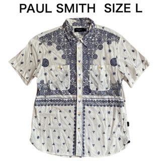 ポールスミス(Paul Smith)のPAUL SMITH ポール スミス 半袖シャツ ボタンダウン幾何学 立体総柄L(シャツ)